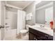 Clean bathroom with a shower/tub combo, toilet and vanity at 1004 Damson Ln, Waxhaw, NC 28173