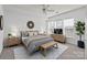 Sunlit main bedroom featuring a cozy bed, wooden furniture, and large windows with blinds at 14712 Via Sorrento Dr, Charlotte, NC 28277