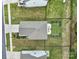 Aerial view of a home showing the backyard patio and garden at 18022 Stark Way, Charlotte, NC 28278