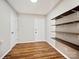 Storage room with wood-look flooring and built-in shelving at 350 Orr Dr, Rock Hill, SC 29730