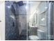 Large walk-in shower with dark tile and glass enclosure at 3722 Unionville Indian Trail W Rd, Indian Trail, NC 28079