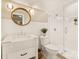 Bright bathroom with white subway tile, glass shower, and vanity at 424 Fairhaven Ct, Waxhaw, NC 28173