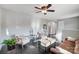 Spacious living room with hardwood floors and ceiling fan at 6514 Highwood Pl, Charlotte, NC 28210