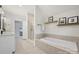 Spa-like bathroom with walk-in shower and soaking tub at 741 Mcalway Rd, Charlotte, NC 28211