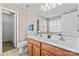 Bathroom boasts double vanity and walk-in shower at 1007 Rosewater Ln, Indian Trail, NC 28079