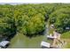 Aerial view of waterfront lot with boat slips and lush greenery at 1090 N Saunders Dr, Catawba, NC 28609