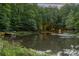 Scenic pond with dock and lush green trees surrounding it at 1090 N Saunders Dr, Catawba, NC 28609
