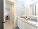 Double vanity bathroom with decorative floor tile at 2026 Thatcher Way, Fort Mill, SC 29715