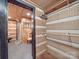 Spacious walk-in closet with log cabin walls and access to the bathroom at 2577 Dutch Rd, Mount Pleasant, NC 28124