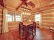 Rustic log cabin dining room with wood table and chairs at 2577 Dutch Rd, Mount Pleasant, NC 28124