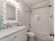 Bathroom with white subway tile and a decorative mirror at 3540 Keithcastle Ct, Charlotte, NC 28210