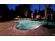 Stunning freeform pool with nighttime lighting and a stone fireplace at 4086 Granite Cir, Indian Land, SC 29707