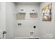 Laundry room with shelving, clean white walls, and hookups ready for appliances at 7232 Hodges Meadow Ln, Charlotte, NC 28213