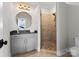 Contemporary bathroom featuring a shower and a sleek vanity at 132 Rollingwood Ln, Mooresville, NC 28117