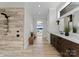 Large bathroom with walk-in shower and lake view at 132 Rollingwood Ln, Mooresville, NC 28117