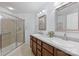 Bathroom with double vanity and a large glass shower at 2248 Coltsview Ln, Matthews, NC 28105