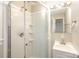 Updated bathroom with a shower, vanity, and mirror at 433 Greenwood Dr, Charlotte, NC 28217
