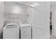 Laundry room with washer, dryer, and shelving at 140 Colonial Reserve Ave, Troutman, NC 28166