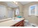 Clean bathroom with single vanity and shower/tub combo at 104 Brookview Dr, Shelby, NC 28152