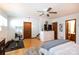 Main bedroom with home gym, hardwood floors, and en-suite bathroom at 1432 Jules Ct, Charlotte, NC 28226