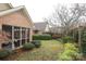 Landscaped backyard with brick wall and lush greenery at 1575 Herlong Ct, Rock Hill, SC 29732