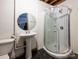 Basement bathroom with a stand-up shower and pedestal sink at 1750 Melrose Dr, Shelby, NC 28152