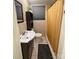 Clean bathroom with a shower/tub combo and dark vanity at 206 King Henry Ln, Gastonia, NC 28056