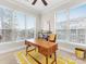 Bright home office features built-in shelving and large windows at 3551 Spencer St, Charlotte, NC 28205