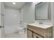 Clean bathroom, featuring a subway tile shower and wood vanity at 3711 Indian Ct, Lenoir, NC 28601