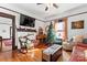 Cozy living room with hardwood floors, fireplace, and comfortable seating at 410 7Th St, Spencer, NC 28159