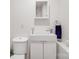 Clean bathroom with white vanity and a shower at 5229 Mt Holly Huntersville Rd, Charlotte, NC 28216