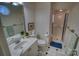 Clean bathroom with shower stall, toilet and vanity at 5424 Amanda Ln, Belmont, NC 28012