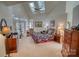 Main bedroom with high ceiling, carpeting, and access to the backyard at 5424 Amanda Ln, Belmont, NC 28012