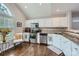 Well-lit kitchen with stainless steel appliances, granite countertops, and white cabinetry at 8636 Robinson Forest Dr, Charlotte, NC 28277