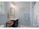 Bathroom with a single vanity and shower/tub combo at 1733-C Matheson Ave, Charlotte, NC 28205