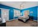 Bright bedroom with blue walls and a queen bed at 1733-C Matheson Ave, Charlotte, NC 28205