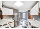 Kitchen with stainless steel appliances and black and white striped wall at 1749 Ridgefield Ct, Rock Hill, SC 29732