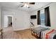 Bedroom with twin bed, hardwood floors, and view of hallway at 621 Flint St, Rock Hill, SC 29730