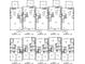 Detailed floor plans showcasing five townhome units' layouts, including kitchen, bedrooms, and bathrooms at 205 Cliffwood Nw St # B-2, Concord, NC 28027