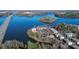 Aerial view showcasing the property's lakefront location and access at 921 Northeast Dr, Davidson, NC 28036