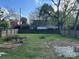Large fenced backyard with a fire pit, grassy area, and neighborhood homes nearby at 2824 N Brevard St, Charlotte, NC 28205