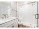 Clean bathroom with white subway tile and glass shower at 4003 Grace Pointe Dr # 99, Wesley Chapel, NC 28079
