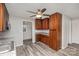 Updated kitchen with dark wood cabinets and granite countertops at 504 E Poplar St, Dallas, NC 28034