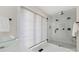 Modern bathroom with walk-in shower and glass enclosure at 8260 Blades Trl, Denver, NC 28037