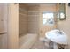 Small bathroom with a tub, toilet, and sink at 120 Pinewood Ln, Rock Hill, SC 29730