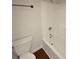 Simple bathroom with shower/tub combo and wood-look flooring at 12064 Spinnaker Dr, Fort Mill, SC 29708