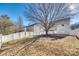 Private backyard with mature tree and white fence at 1309 Winding Branch Ct, Charlotte, NC 28216