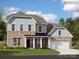 Two-story house with stone and light blue siding, a covered porch, and a two-car garage at 1572 Croyden St, Indian Land, SC 29707