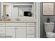 Modern bathroom with white vanity and gray walls at 1602 Croyden St, Indian Land, SC 29707