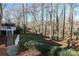 Landscaped backyard with stone path leading to deck at 3821 Silver Bell Dr, Charlotte, NC 28211